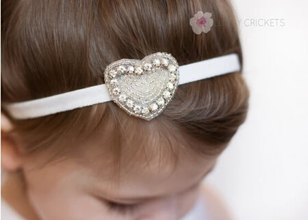 12 шт./лот повязка на голову со стразами и сердечками для маленьких девочек милые