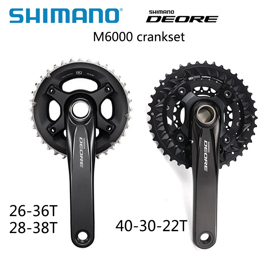 Shimano DEORE M6000 шатун 20 30 скоростной велосипед mtb шатун с bb52 Нижний Кронштейн 40-30-22T, 28-38t 170 мм 175 мм