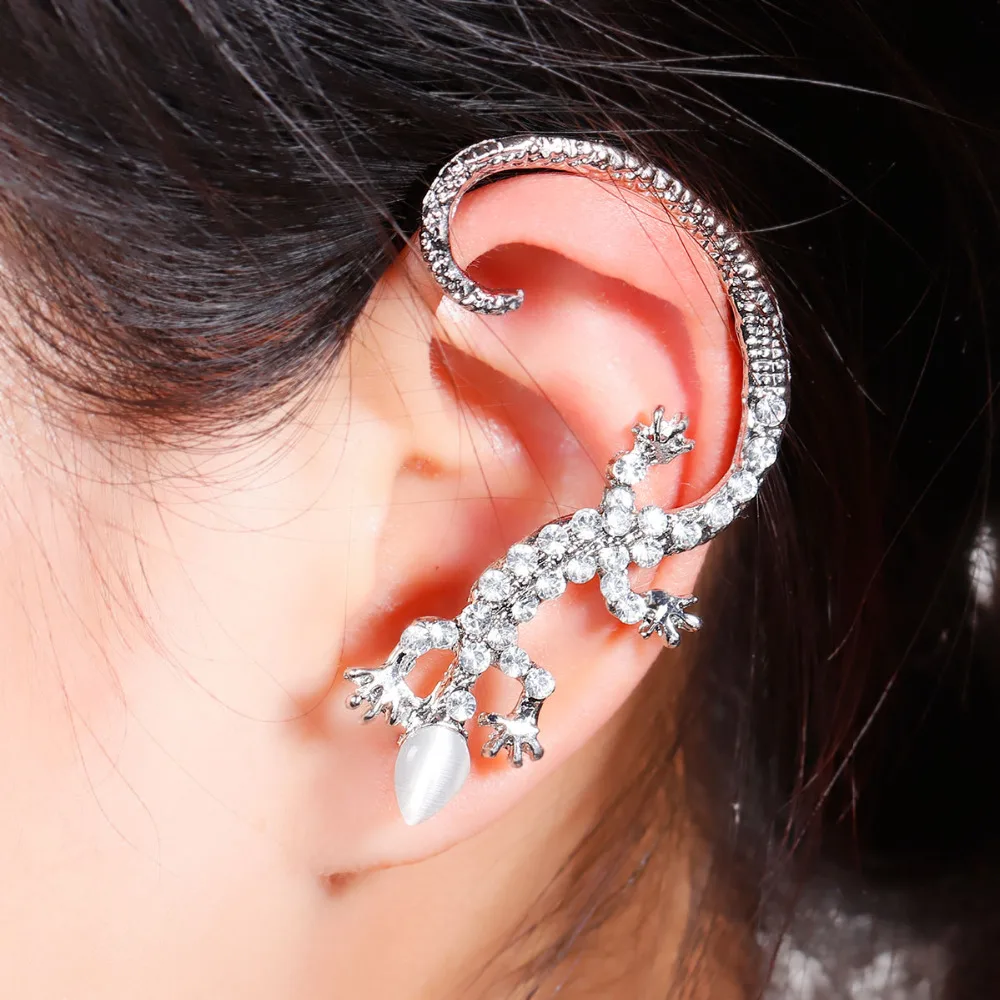 Дорин коробка уха манжеты на Обёрточная бумага Серьги для левого ящерица