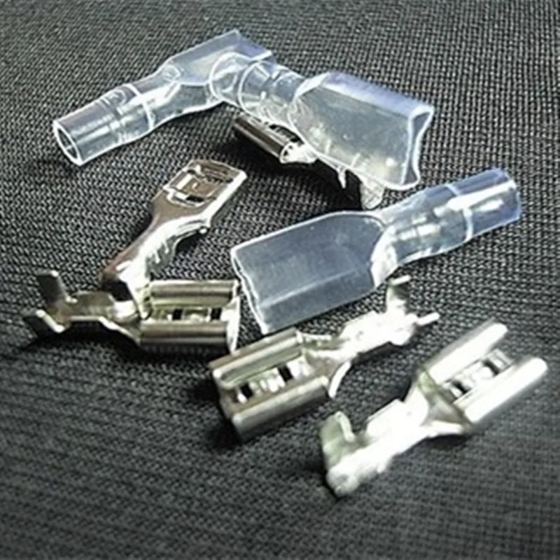 

100 Sets 6.3mm Crimp Terminal Splice Female Spade Connector Splice With Case