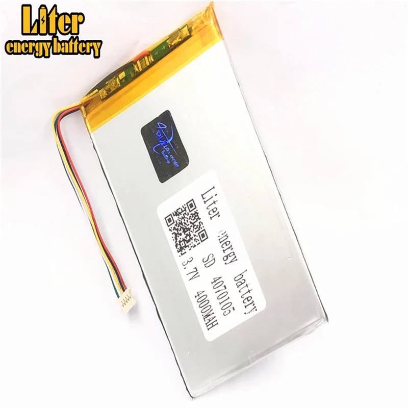 1.0MM 5pin connector 4070105 Wholesale price 3.7v 4000mah lipo battery in rechargeable Batteries Tablet PC |