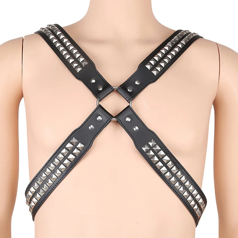 Мужской ремень из искусственной кожи жилет с металлическими шипами|harness body