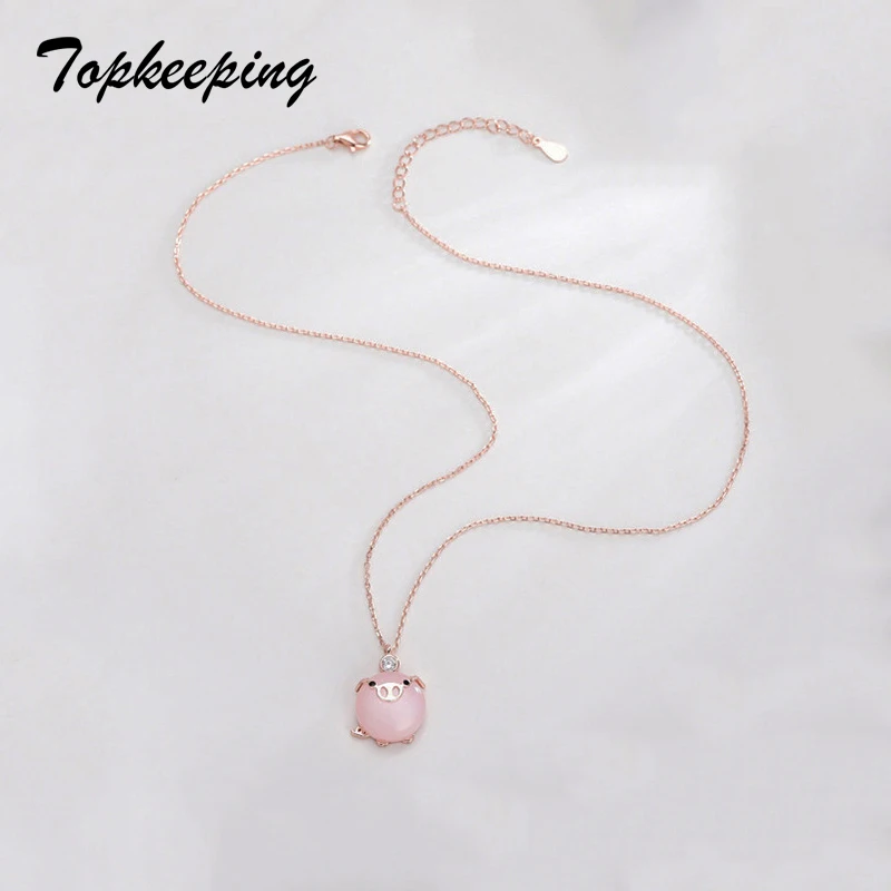 Женская подвеска со свиньей розовое золото цепочкой | Украшения и аксессуары