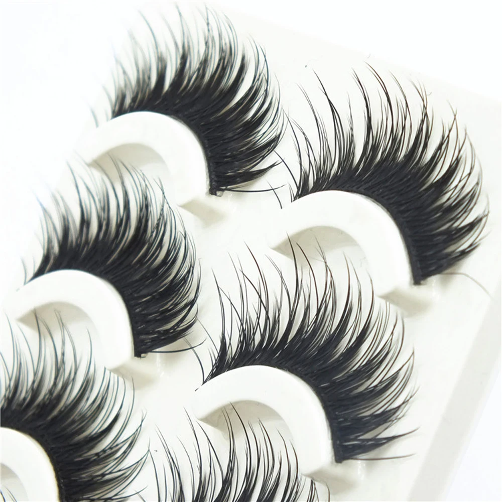 Накладные ресницы ручной работы 5 пар черные натуральные редкие для наращивания