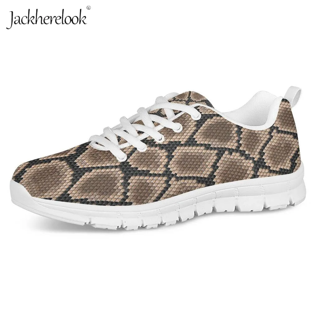 Кроссовки Jackherelook женские легкие Вулканизированная кожа Змеиный узор питона