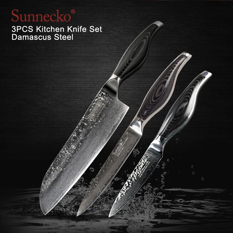 SUNNECKO высокое качество Santoku шеф повара дамасский универсальный нож стальной