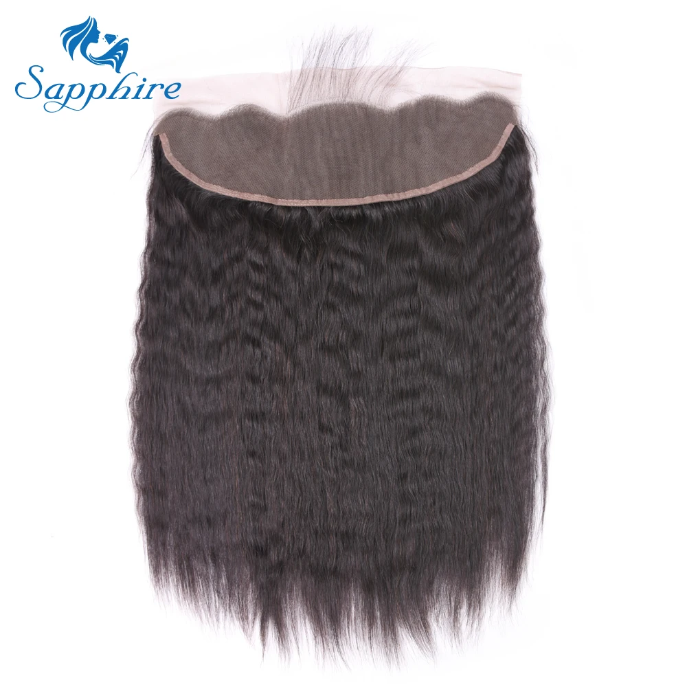 Sapphire Kinky Straight Lace Frontal Closure 100% Human Hair 13*4 Remy 8-20 Inch Natural Color Free Shipping | Шиньоны и парики