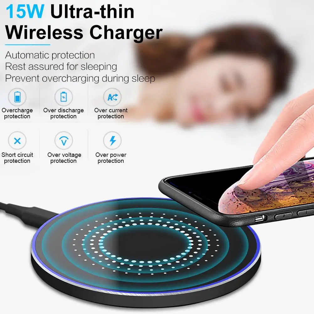 15 Вт Быстрое беспроводное зарядное устройство USB-C Qi 3,0 сертифицированная охлаждающая зарядная станция для IPhone X Xiaomi huawei samsung