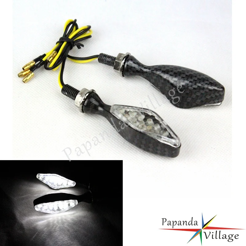 

Motorcycle Carbon LED Dirt Bikes Turn Signal Lights Indicator 8mm Fairing Blinker for Harley Suzuki Honda Yamaha Flashers