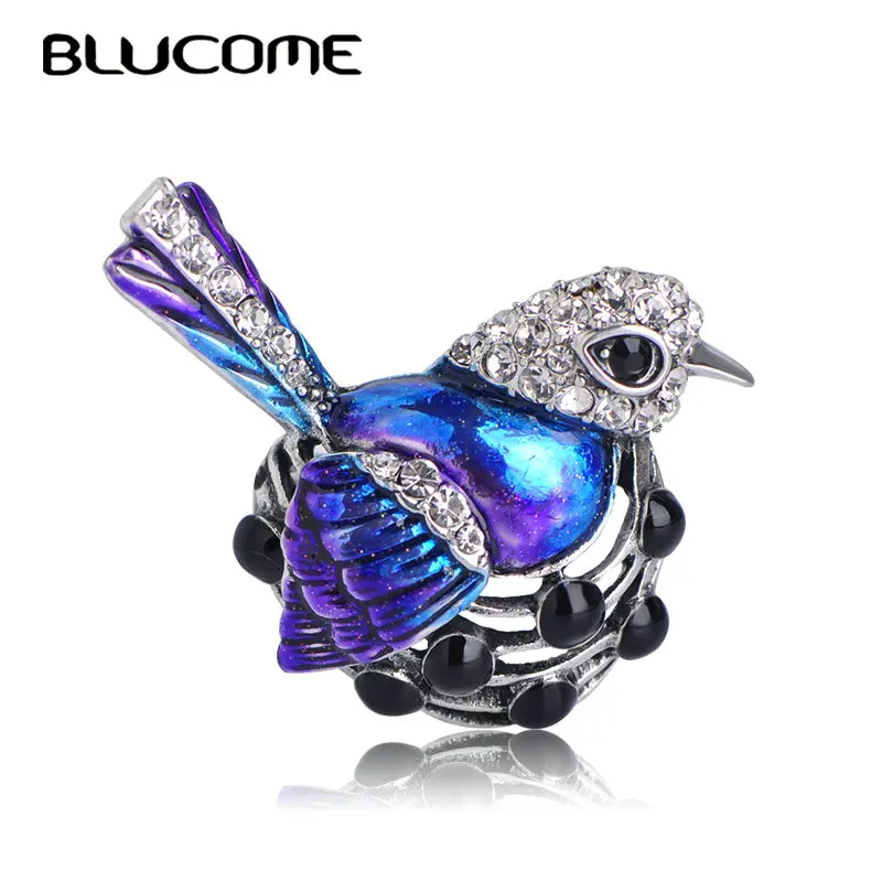 Женская/Детская брошь в форме курицы Blucome синяя эмалированная яйца с