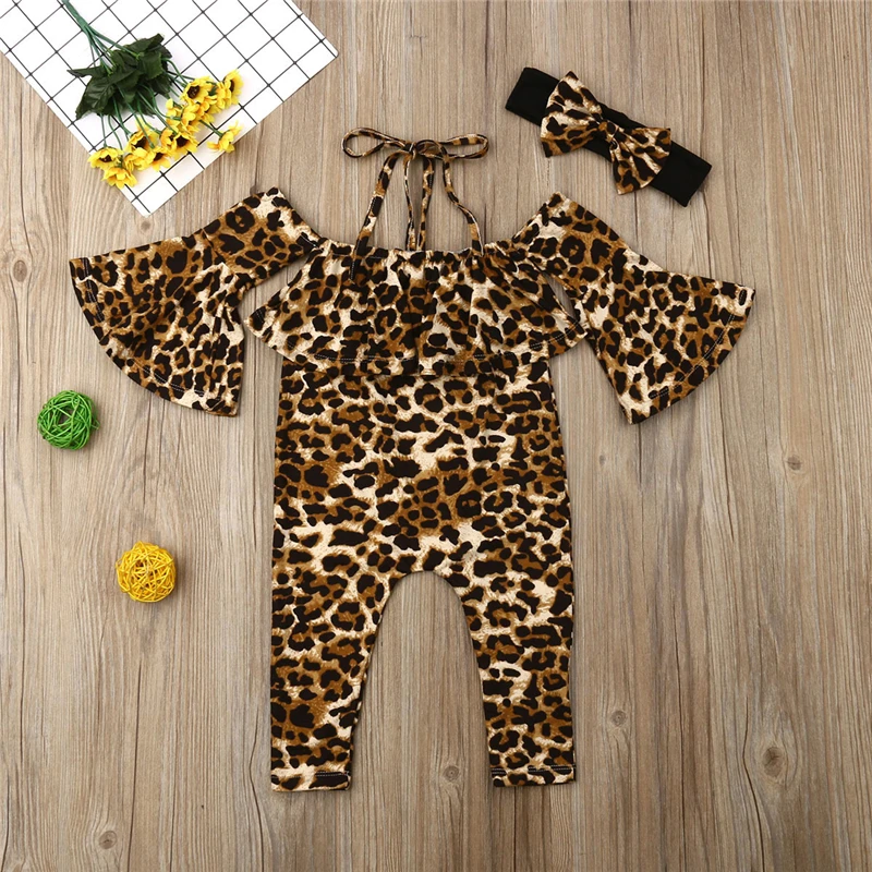 Летняя одежда для детей леопардовый комбинезон на бретельках с открытыми