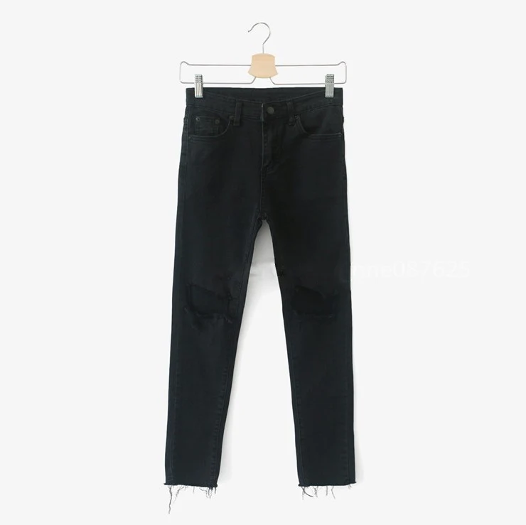 Black Jeans Женские черные джинсовые брюки карандаш повседневные брендовые летние хип-хоп джинсы женские модные рваные джинсы на молнии брюки 5XL - Цвет: Black Jeans