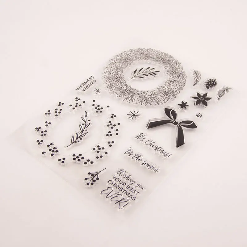 Season Garland Round Bow Transparent Clear Silicone Stamp for Seal DIY Scrapbooking Photo Album Decorative Sheets | Дом и сад