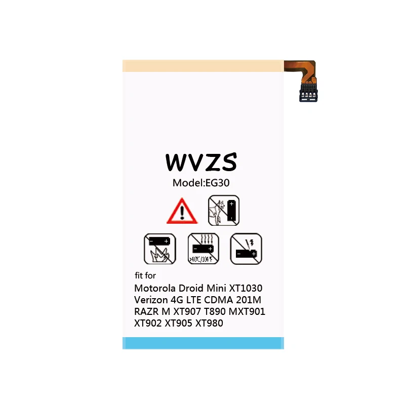 Wvzs 2500 мАч литий-полимерный аккумулятор EG30 для Motorola Droid Mini XT1030 Verizon 4G LTE CDMA 201M