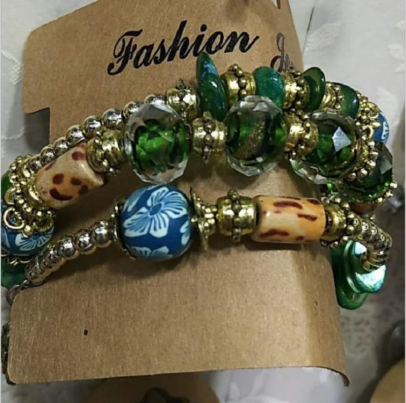 green Find Me, бренд, модный винтажный этнический Большой браслет с бусинами, многослойные, в стиле бохо, каменный браслет и браслет, Женские Ювелирные изделия - Окраска металла: green