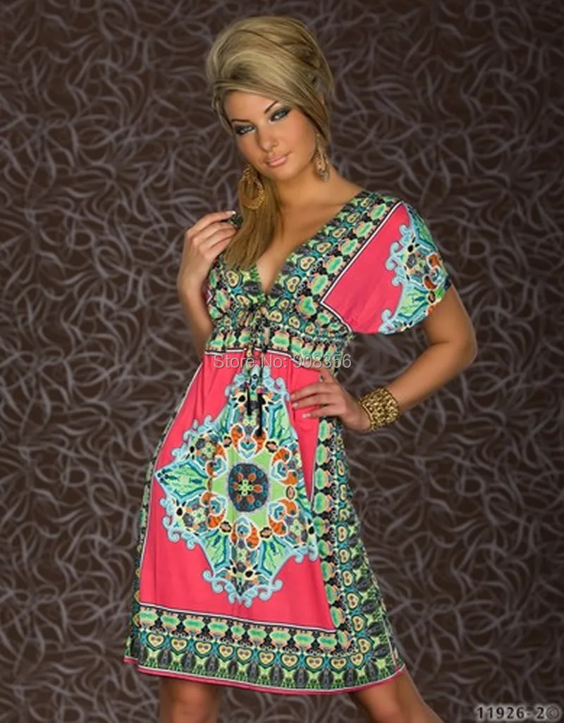 Женское платье с глубоким V образным вырезом в стиле ретро|beach dress|bohemian dressdress fashion |