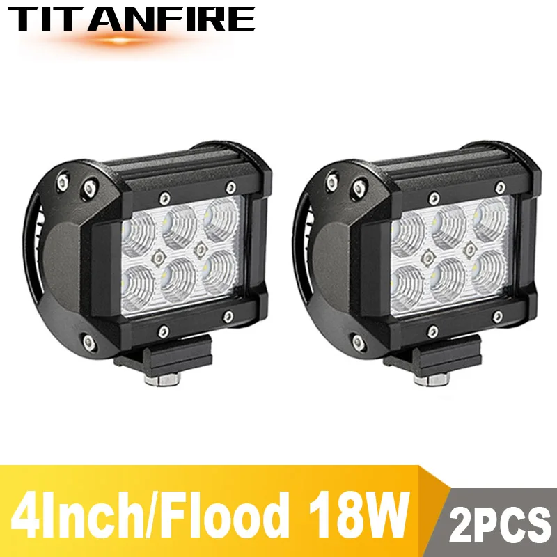 18W 4inch Flood 2Pcs TF30 4 дюйма 6 дюймов 18 Вт 27 Вт 48 Вт 64 Вт Светодиодный светильник бар рабочий светильник 4WD грузовик Трактор Лодка прицеп 4x4 внедорожник ATV 12 В 24 в наводнение/пятно внедорожника - Цвет: 18W 4inch Flood 2Pcs