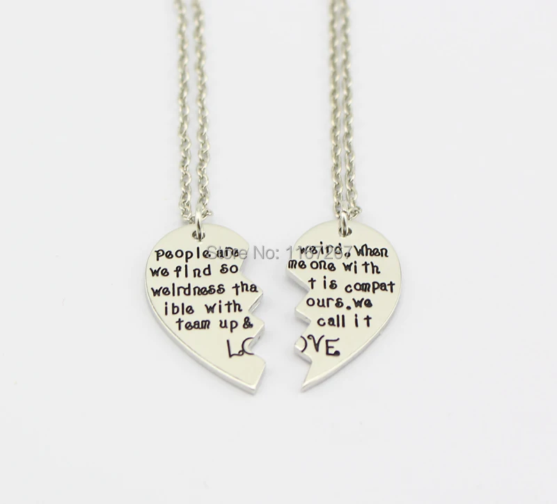 Новый стиль 2014 ожерелье с подвеской в виде разбитого сердца из двух частей