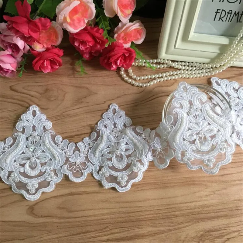 3Yds белое цвета слоновой кости черное украшение из бисера свадебные шнурки/бусины