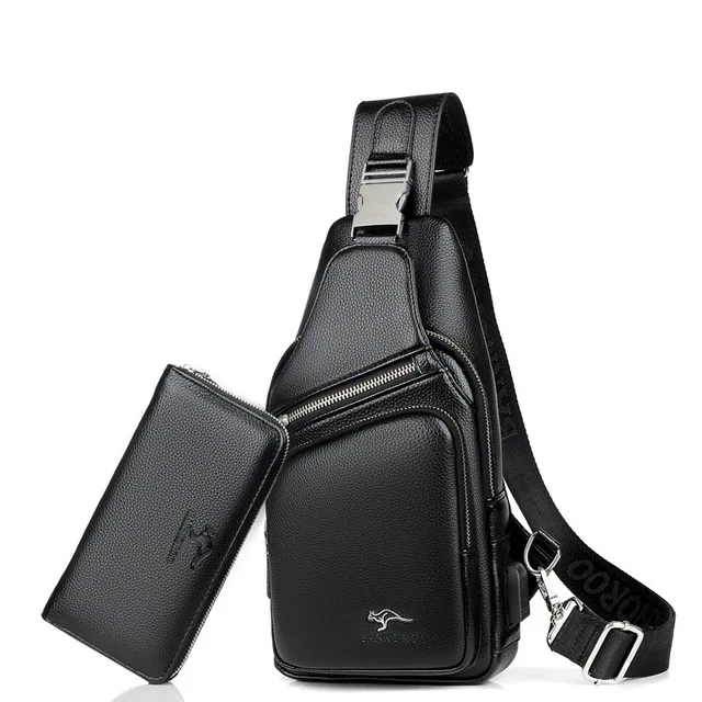 Black USB set Мужская нагрудная сумка, кожаная сумка-мессенджер, многофункциональные сумки через плечо, Мужская Корейская сумка-мессенджер, сумка через плечо, зарядка через usb, нагрудная сумка - Цвет: Black USB set