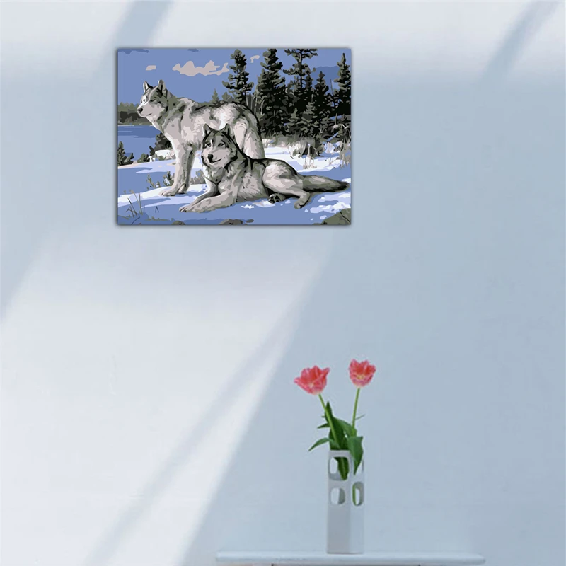 Wolf Oil Painting By Numbers Acrylic Drawing On Canvas DIY Home Office Decor | Дом и сад