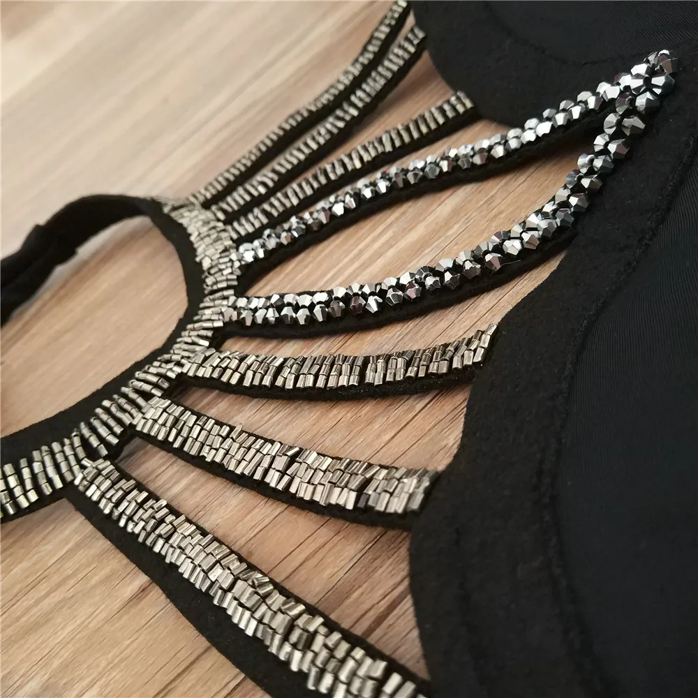 2018 новый черный сексуальный сиамский женский купальник расшитый бисером Холтер