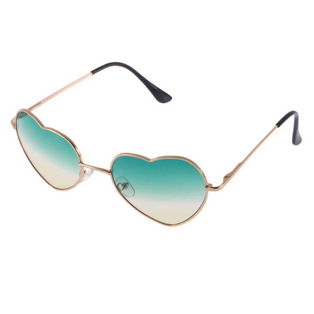 Summer Style Women Heart Shaped Round Alloy Gradient Shades Lens Metal Frame Sunglasses Sun Glasses - Цвет линз: Green