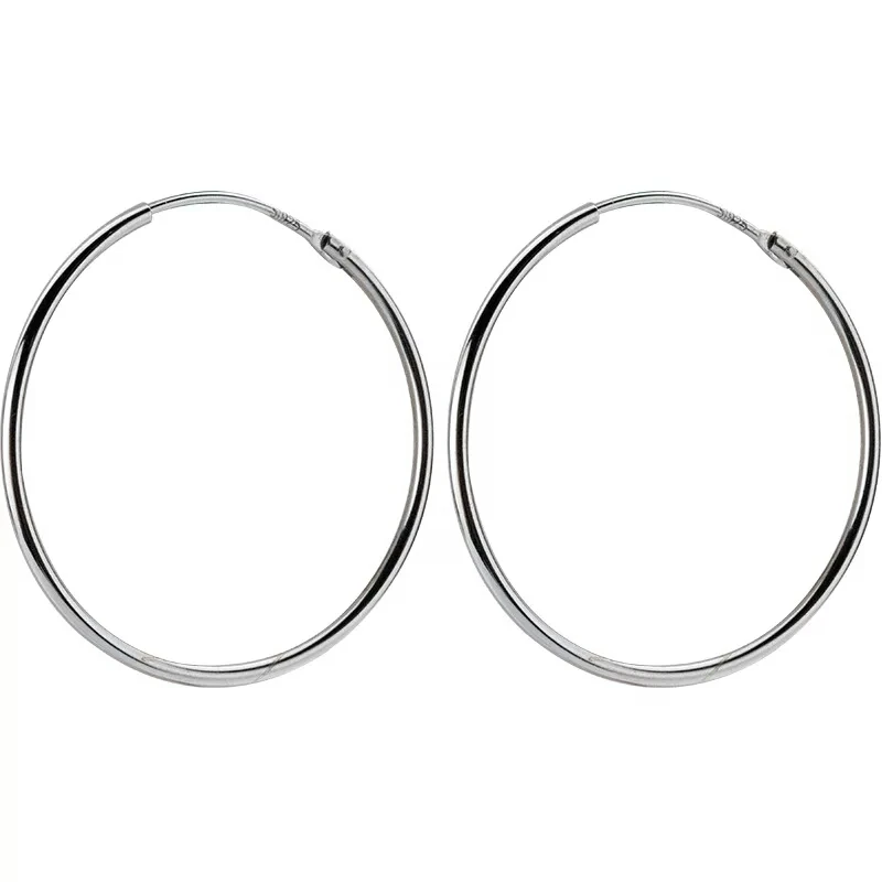 

925 Sterling Silver Color Minimalist Geometric Hollow Round Hoop Earrings For Women Birthday Party Fine Jewelry Gift E4611