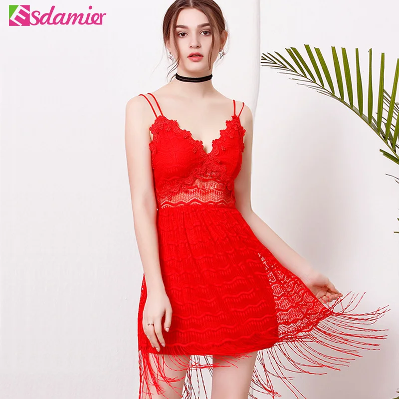 S-XL 2018 летнее платье женское сексуальное ажурное кружевное с глубоким v-образным