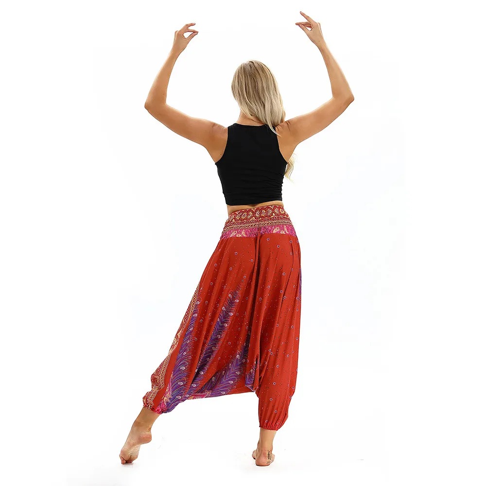 Женские свободные штаны для йоги, мешковатые, Boho, Аладдин, комбинезон, штаны-шаровары, леггинсы, спортивные женские, для фитнеса, свободные штаны для йоги, для спортзала, Mujer
