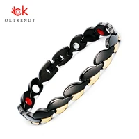 oktrendy wholesale fashion women charm hematite bracelets gold color black magnetic bracelet for health creative jewelry