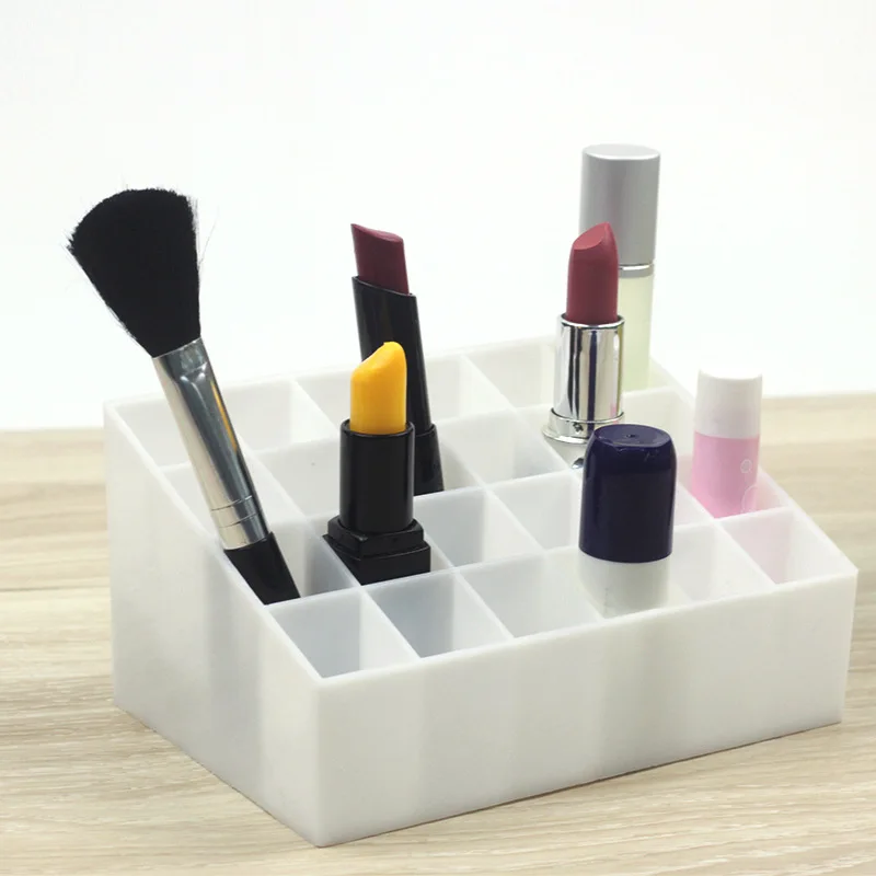24 Grid Lipstick Racks For Desktop Storage Organizer Transparent Small Objects Cosmetics Eyebrow Pencil Holder | Дом и сад