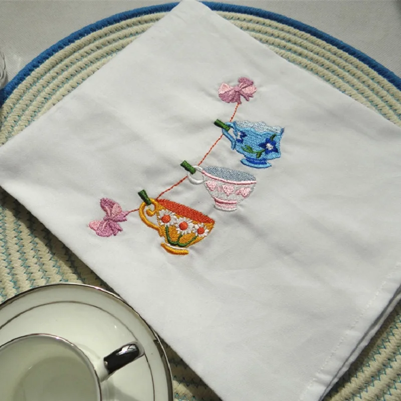 Тканевые салфетки с вышивкой для свадьбы дома кухни хлопковые чайные полотенца
