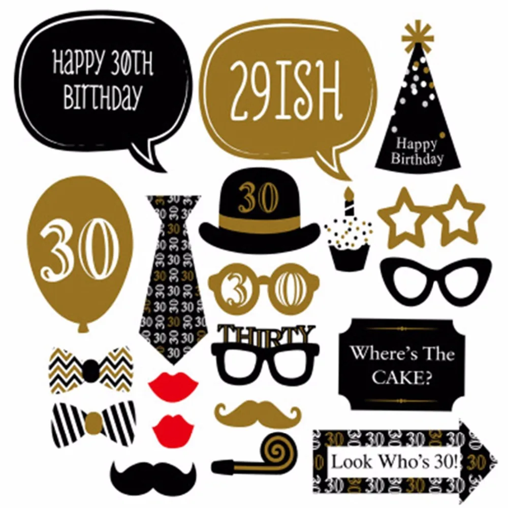 Yoriwoo взрослых 30TH на день рождения Photo Booth Реквизит счастливые 30 лет День украшения