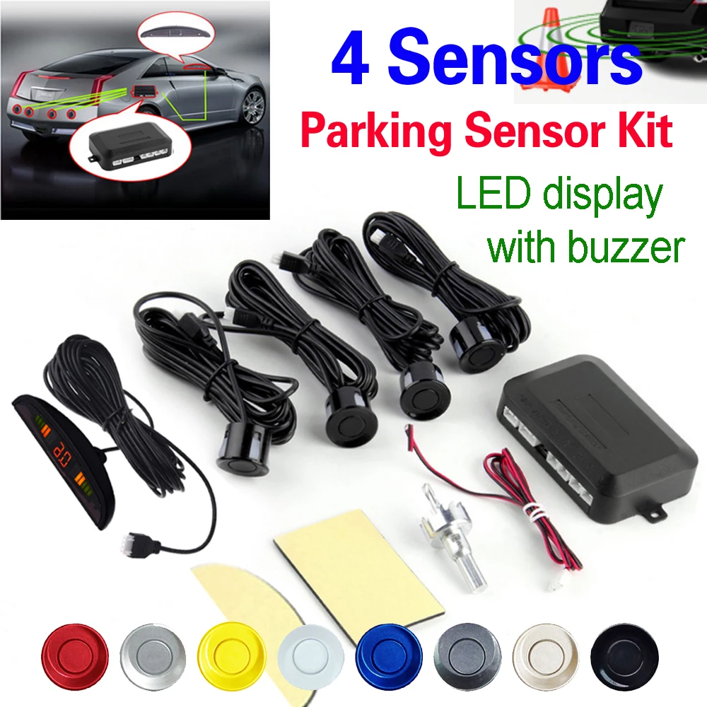 

Free Shipping 4 Sensors 22mm Car LED Parking Sensor Kit Display 12V for all cars Reverse Assistance Backup Radar Monitor System