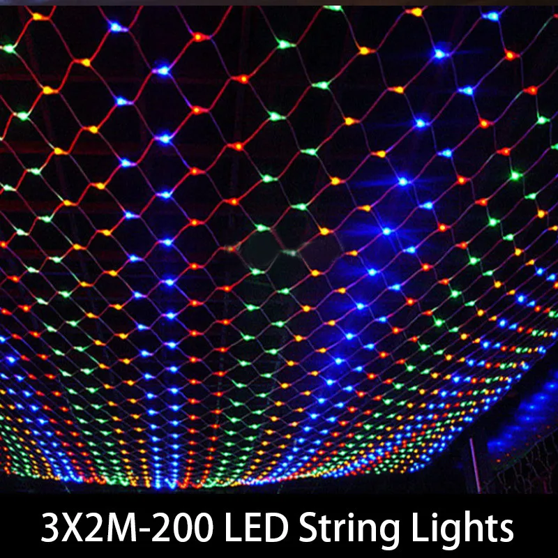 1.5MX1.5M 2x3M 4x6M Christmas Garlands LED String Christmas Net Lights Fairy Xmas Party Garden Wedding Decoration Curtain Lights
