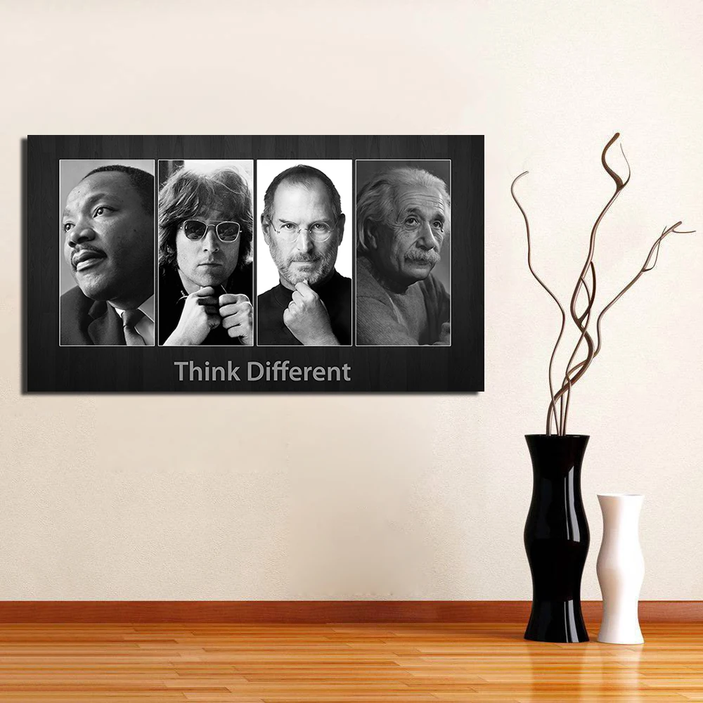 Think Different Martin Luther King John Lennon Steve Jobs and Albert Einstein Poster Canvas Painting Wall Art For Living Room | Дом и сад