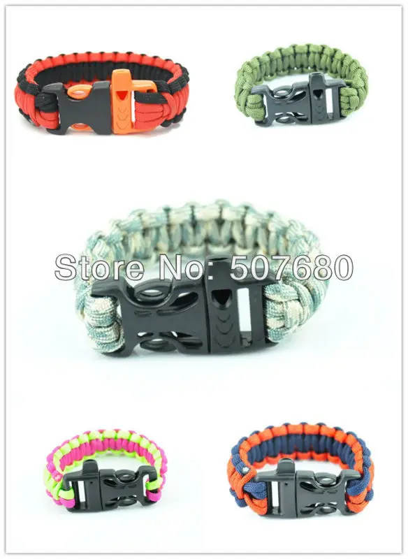 10pcs/Lot Military Survival Bracelets Custom 550 Paracord With Whistle Ourdoor 7-core Bracelet For Hiking &amp Camping | Украшения и