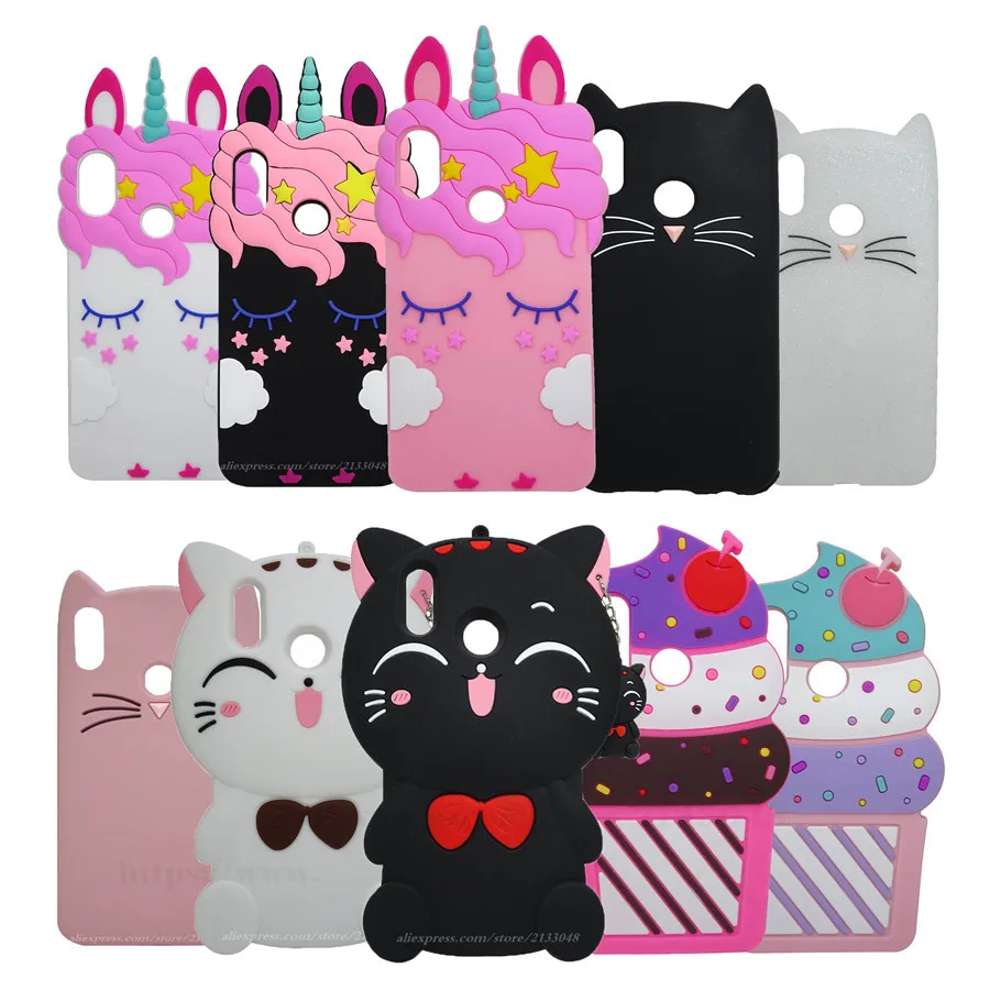 3D Silicon Unicorn Cartoon Soft Phone Case For Xiaomi Redmi 6 Pro xiaomi Mi A2 Lite Cover for 6A Funda |