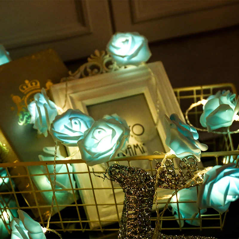 USB светодиодная гирлянда голубая роза лампа для украшения комнаты розовый свет