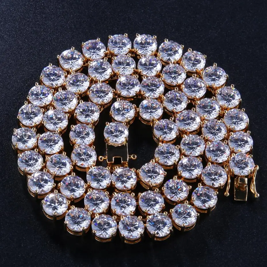 Uwin 8 мм Bling кубический цирконий CZ теннисные цепи модные хип-хоп Iced Out ожерелье для мужчин Золотой Серебряный цвет ювелирные изделия - Окраска металла: gold
