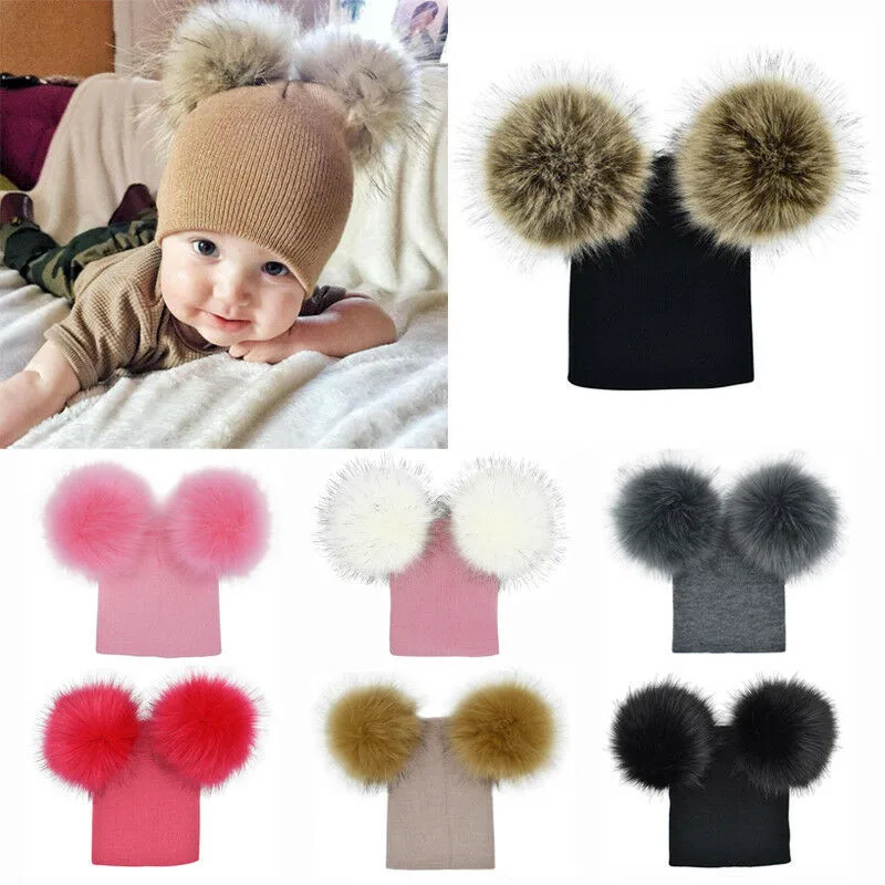 2019 Newborn Baby Boy Girls Winter Hat Warm Crochet Knitted Pom Beanie Caps Xmas Black Pink Gray | Детская одежда и обувь