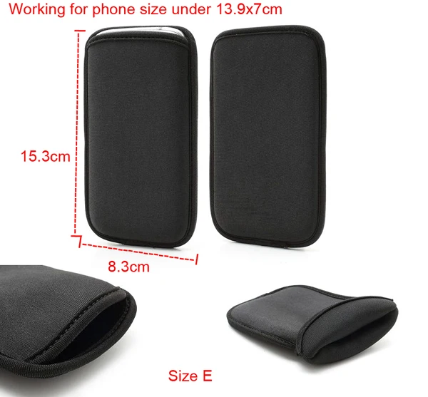 Size E 15.3x8.3cm Neoprene Mobile Phone Case Bag Pouch For Asus Zenfone 6 ZS630KL,ZTE Axon 10 Pro 5G nubia Red Magic Mars Blade V10 Oneplus 7 Pro - Цвет: Size E 15.3x8.3cm