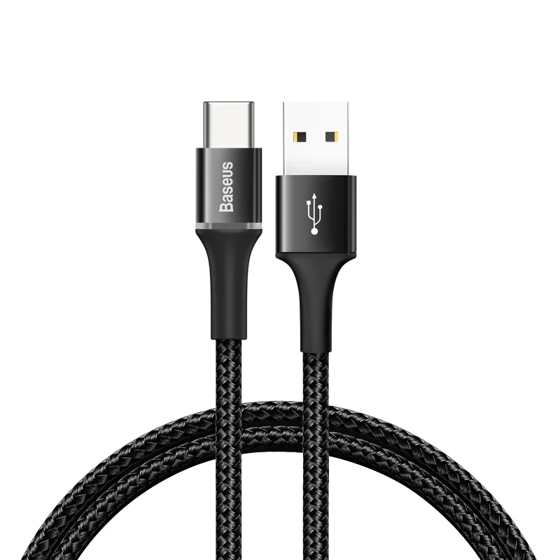 Black Baseus кабель usb type C для samsung Xiaomi Redmi Note 7 K20 Oneplus 7 Pro Быстрая зарядка USB-C зарядное устройство кабель usbc 2 м - Цвет: Black