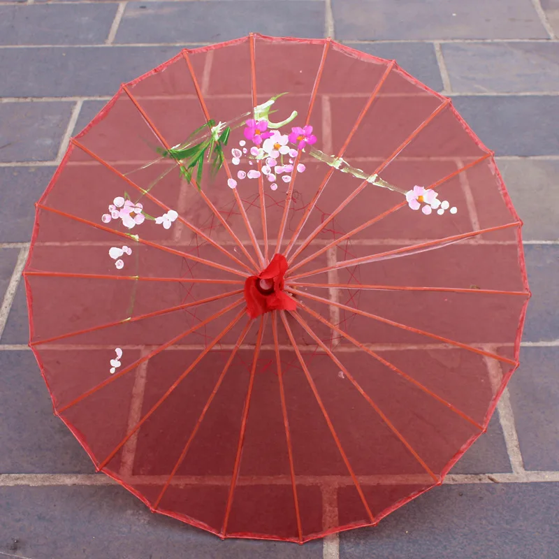 30pcs 7 Colors Available Chinese Long-straight Transparent Silk Yarn Floral Craft Umbrellas Fancy Dance Parasols wen4711 | Дом и сад