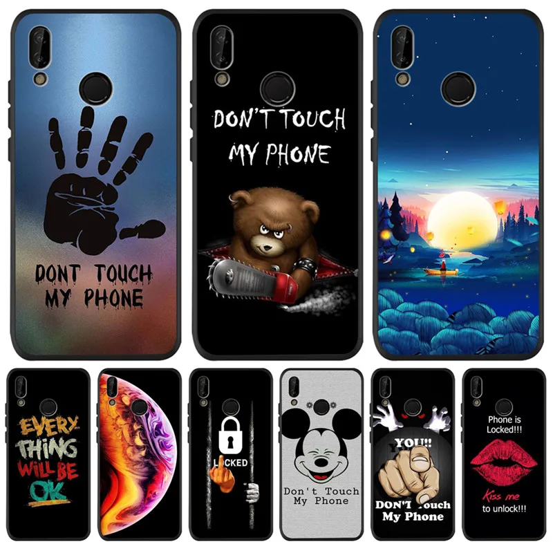 И надписью Don't touch my phone (не трогай мой для Huawei P8 P10 P20 P30 Mate 10 20 Honor 8 8X 8C 9 Lite Plus Pro