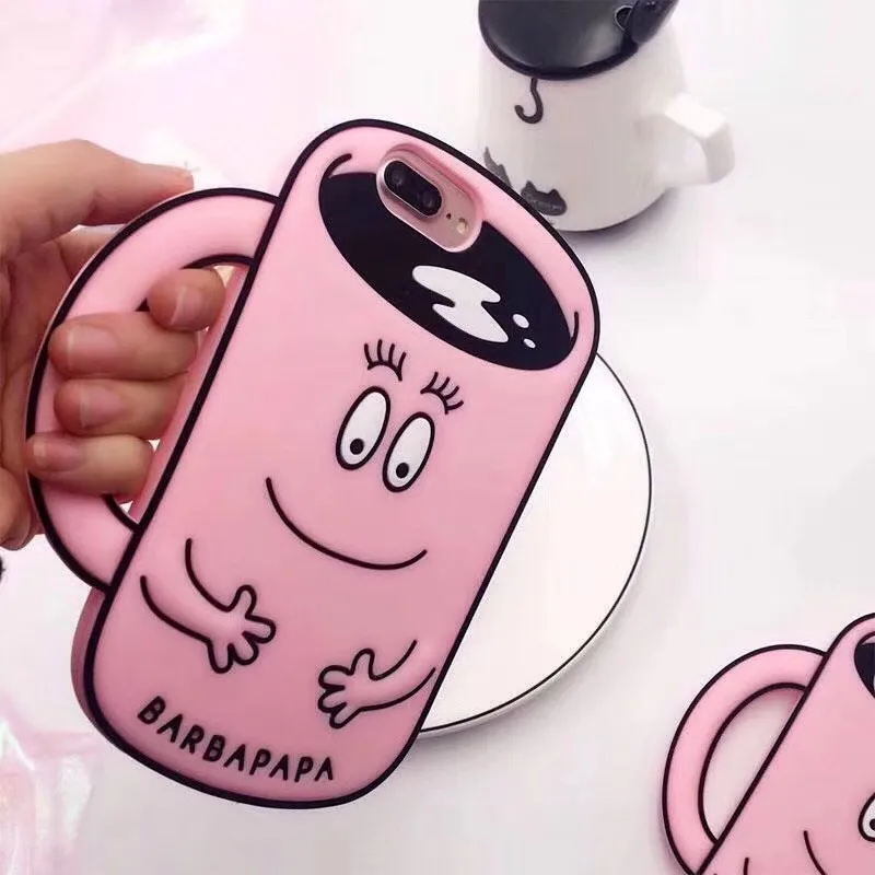 Мягкий силиконовый чехол для iPhone X с милой мультяшной чашкой Barbapapa ударопрочный