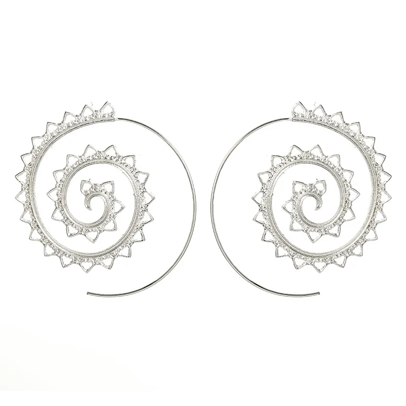 2018 модные Мода серьги Личность Круглый Спиральные преувеличены джакузи Шестерни