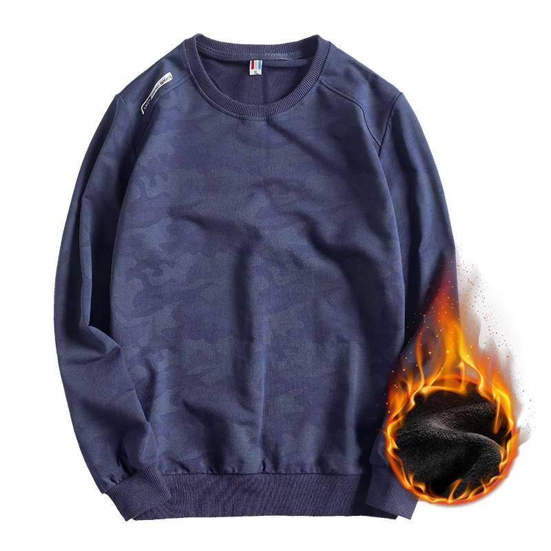 

black Plus size 7xl 8xl men casual fleece warm Hoodies loose camouflage large size fat guy o-neck long-sleeve male sweatshirt
