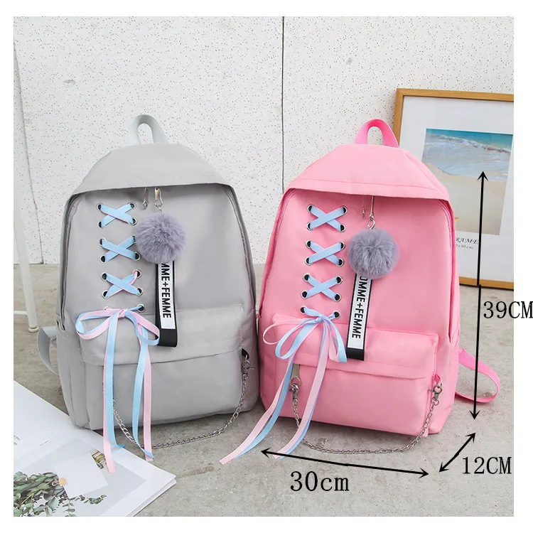 Холщовый Рюкзак для девочек подростков 5 шт./компл. женские школьные сумки через